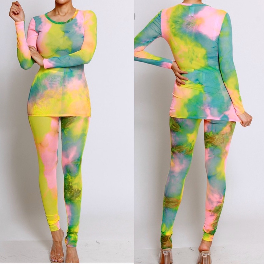 Multi color Mesh legging Set